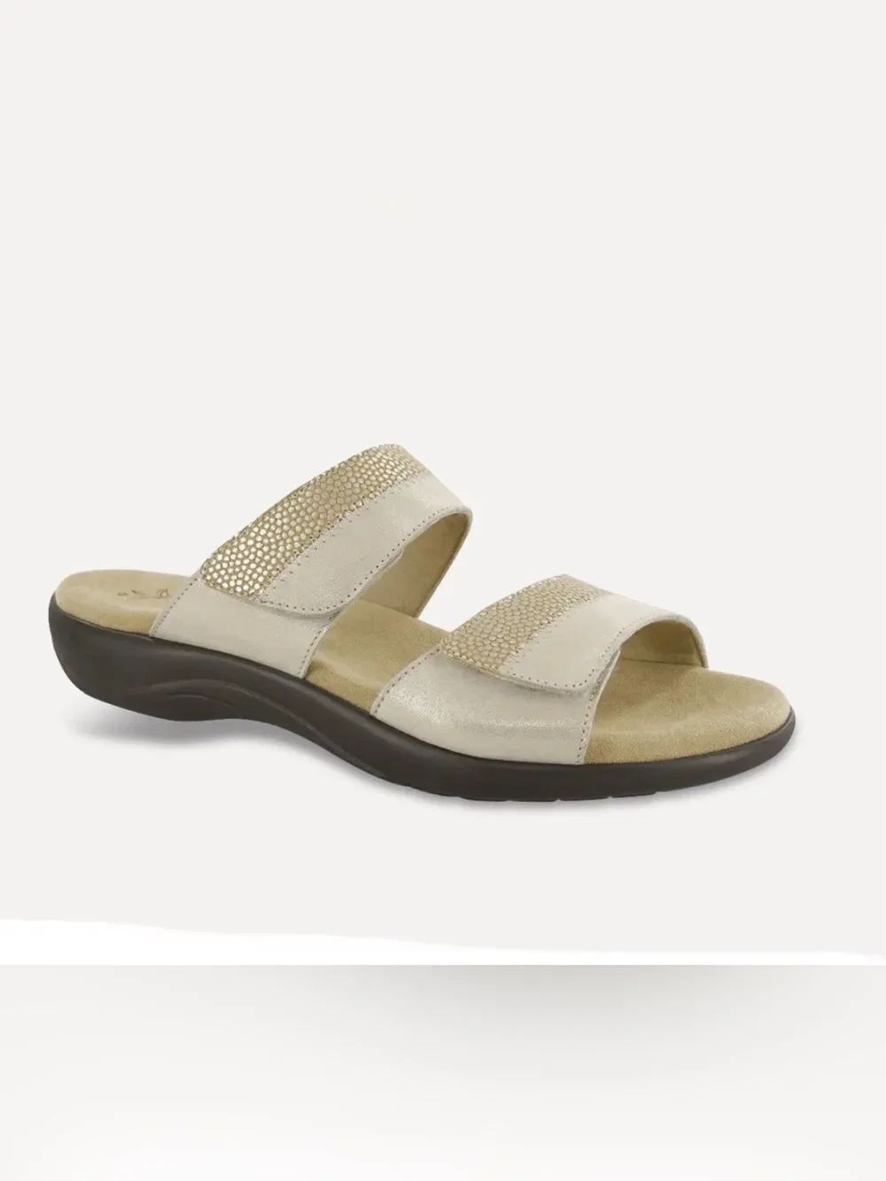 SAS NUDU Double Strap Slide Sandal in Golden Tan